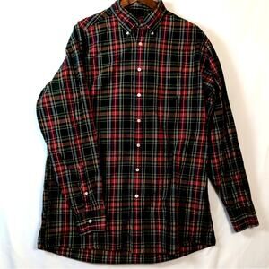Nautica Plaid Long Sleeve Button Down Shirt | XLT Tall | Green Red Cotton